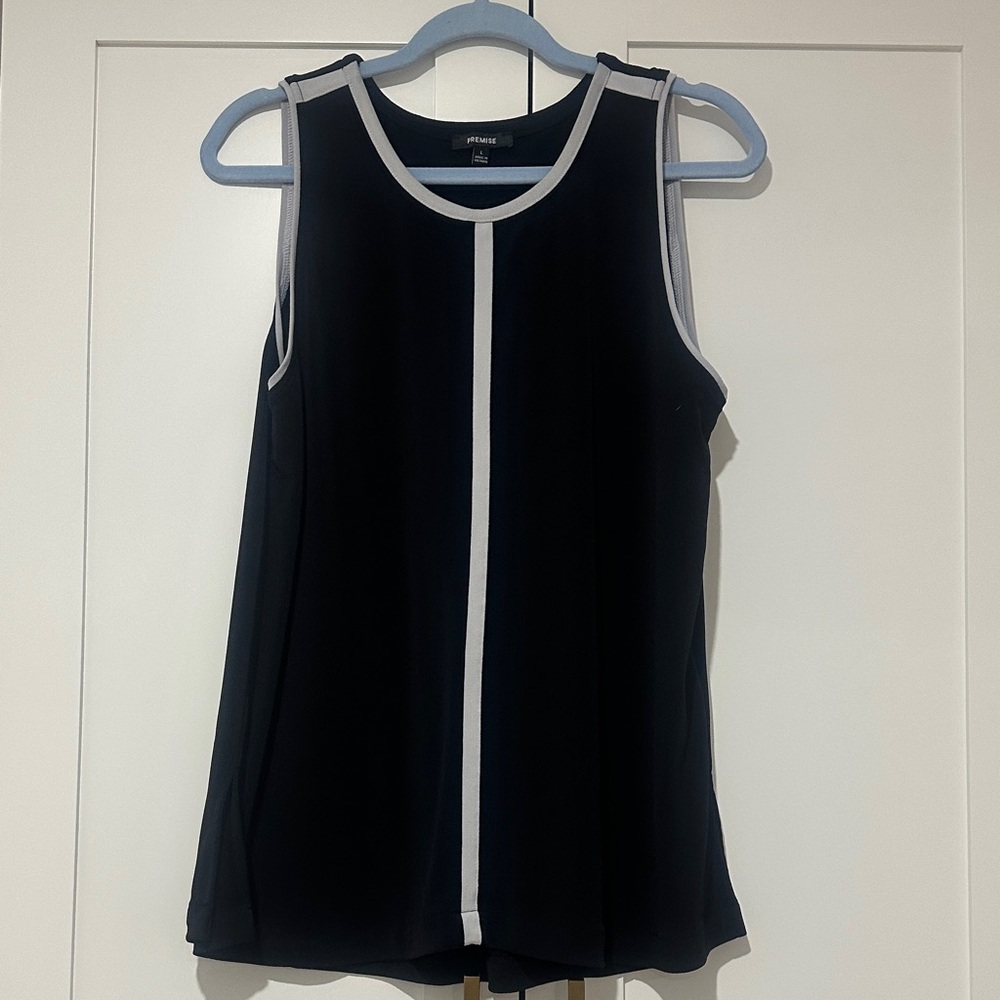 Premise Black Tank Top with White Accents